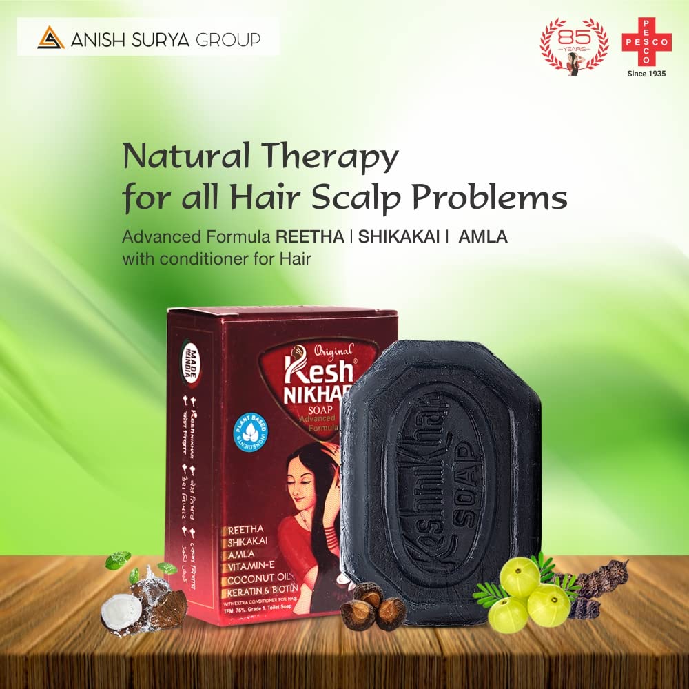 Kesh Nikhar – Jabón de fórmula avanzada, barra de champú sólido, jabón natural para el cuidado y limpieza del cabello, Amla, Reetha, Shikakai para