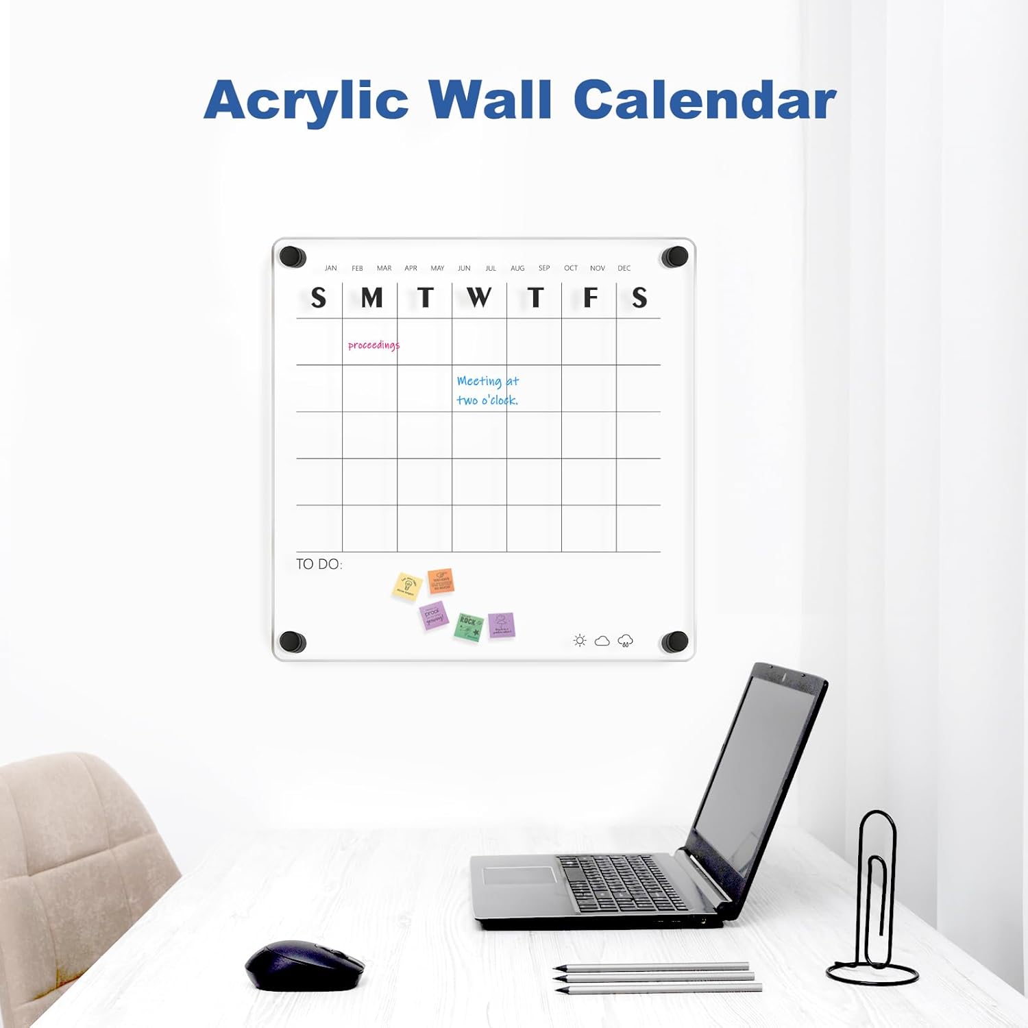 Calendario acrílico para pizarra blanca de pared, pizarra semanal transparente de borrado en seco, pizarra blanca pequeña para pared, hogar,