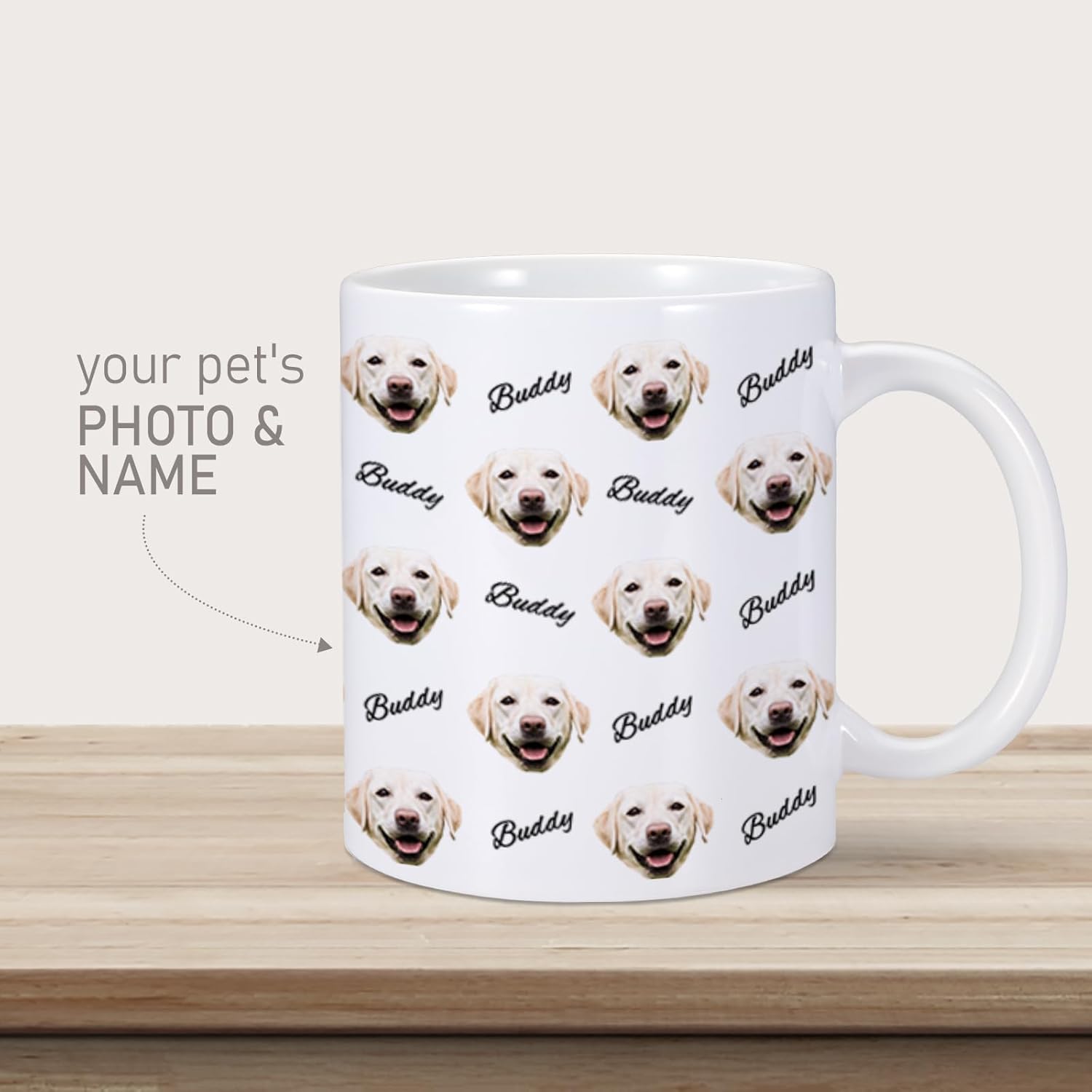 Taza personalizada con nombre de cara de perro, taza de café personalizada, taza de foto de perro personalizada de 11 onzas, regalos para amantes de