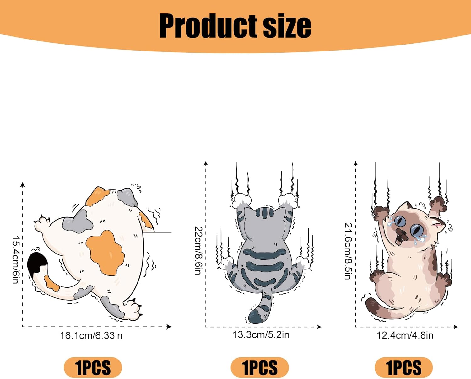 3 calcomanías divertidas para automóvil, gatos, gatos, calcomanías de vinilo para automóvil, calcomanías de gato para autos, lindas calcomanías de