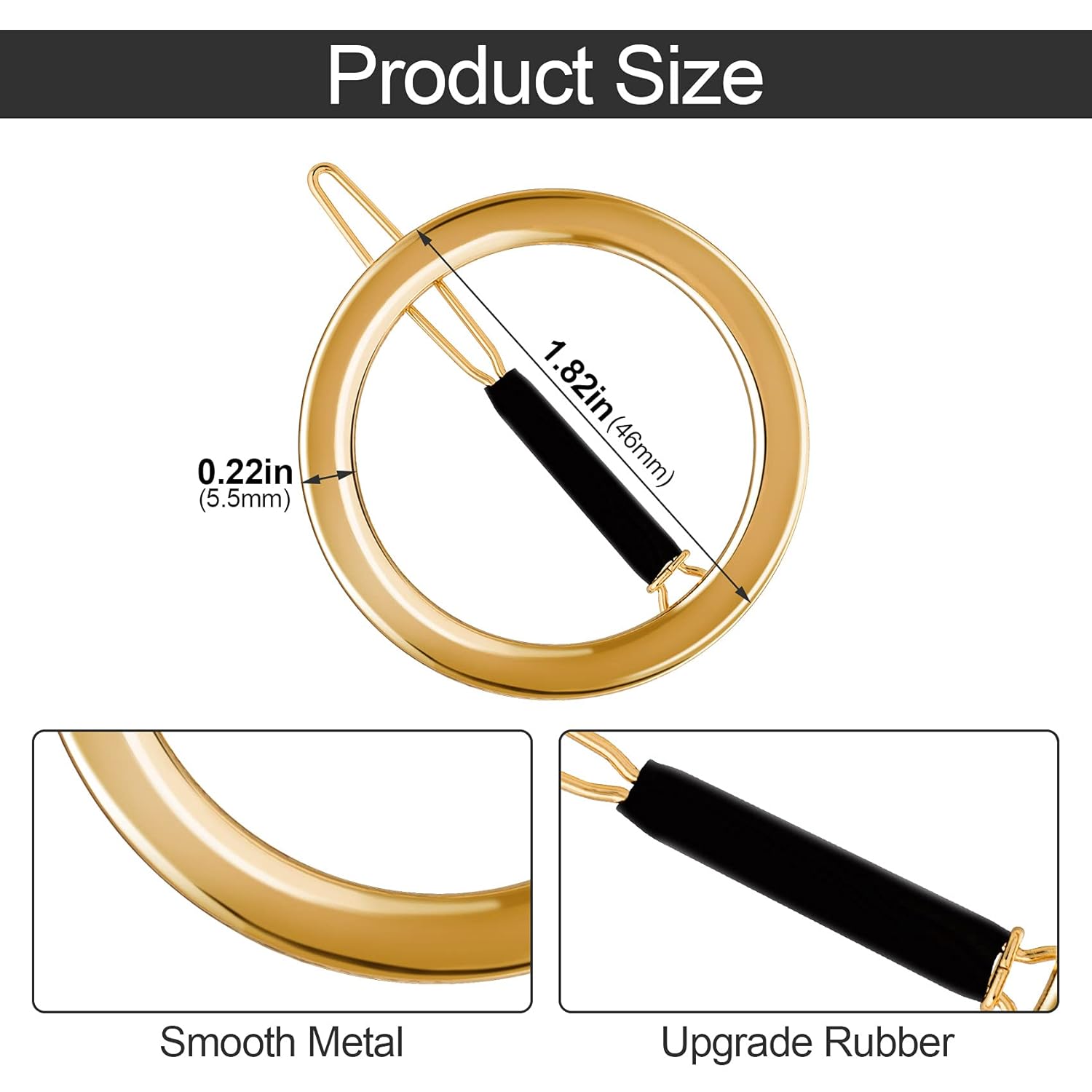 PAGOW 4 pinzas minimalistas para el cabello para mujer, aros huecos dorados y plateados, círculos redondos, geométricos, de metal, delicados,