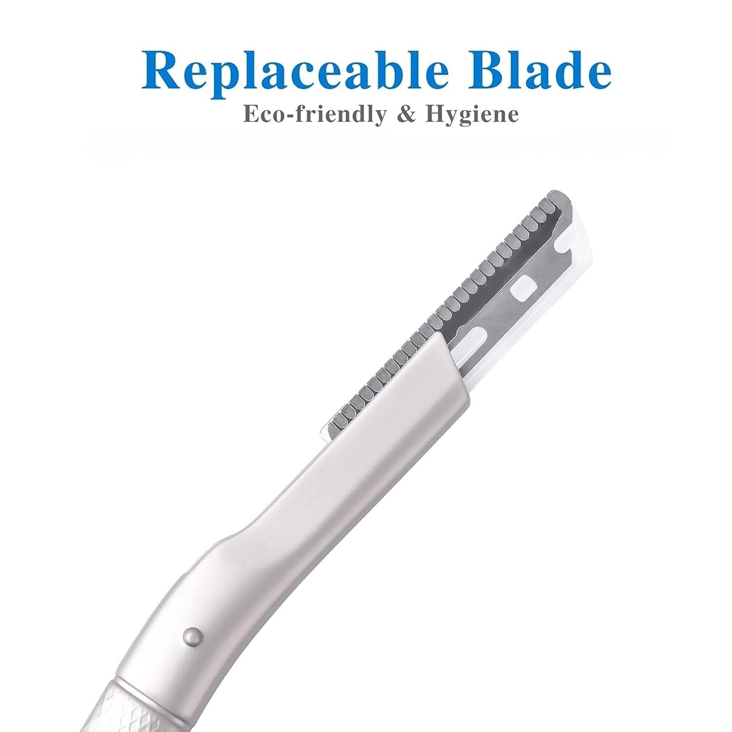 Maquinilla de afeitar de metal para cejas con cuchillas de repuesto, herramienta de dermaplaning para pieles sensibles, afeitadora de seguridad para