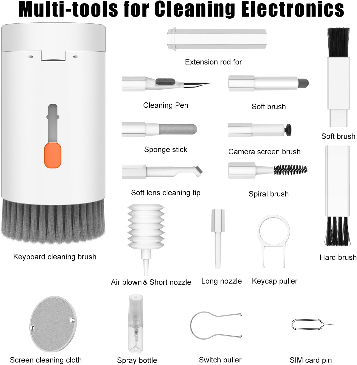 Kit limpiador multifuncional 20 en 1 para dispositivos electrónicos, cepillo de limpieza de teclado, kit limpiador de auriculares para AirPods,