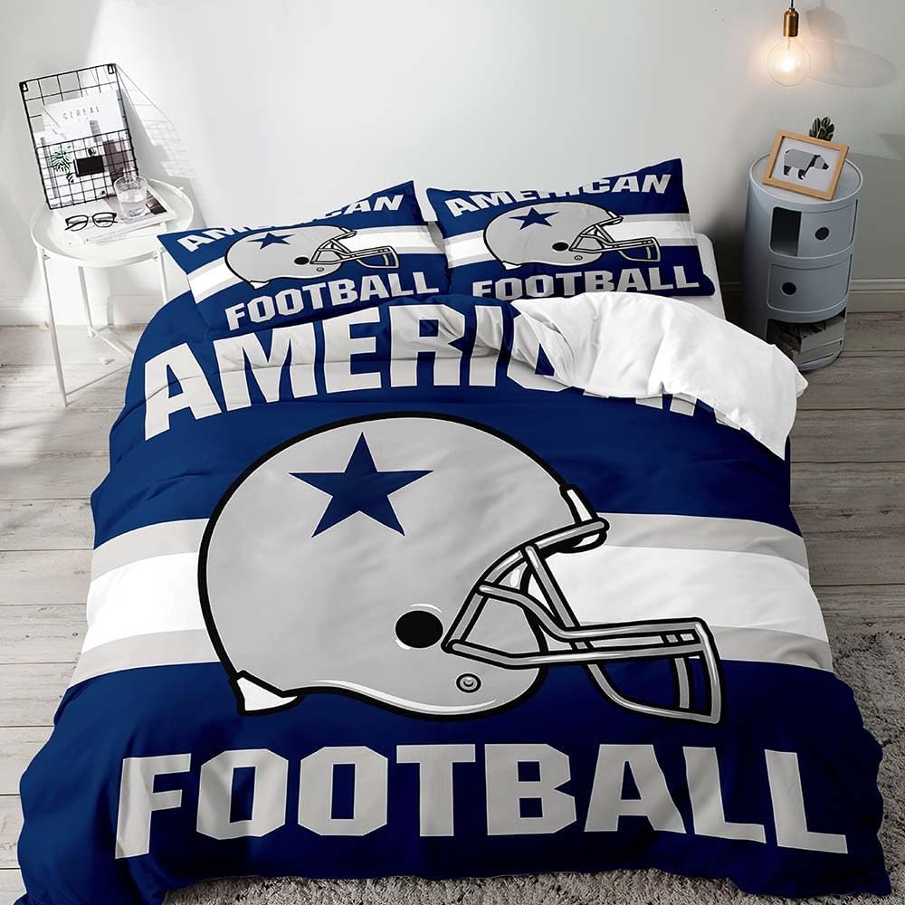 LUVIVIHOME Juego de funda de edredón de fútbol de 3 piezas, ropa de cama Queen, ropa de cama deportiva, ropa de cama para adolescentes y niños,