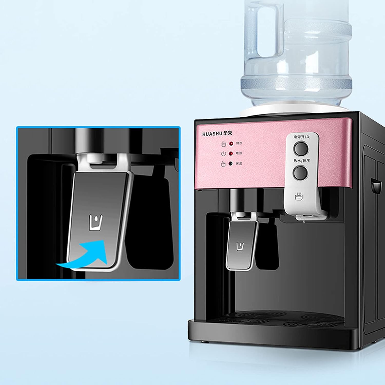 Dispensador de agua eléctrico para encimera de carga superior de 5 galones, enfriador de agua fría y caliente en casa, máquina de beber 110 V (oro