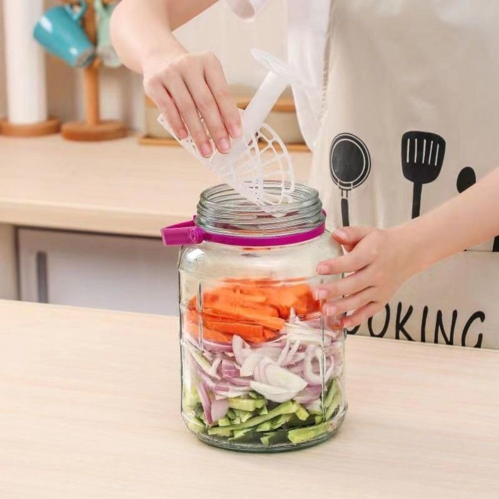 1 prensa de tarro de pepinillos, dispositivo de presión de tarro de Kimchi, red de presión de tarro de plástico para herramientas de cocina (S)
