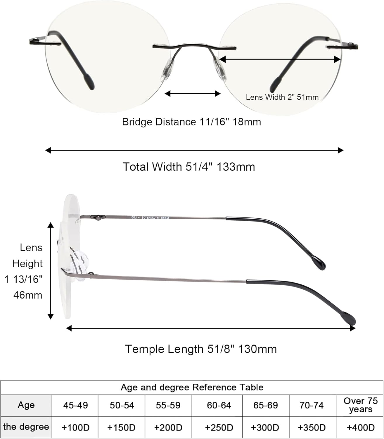 Eyekepper Gafas progresivas sin marco multienfoque para lectores con filtro de luz azul, redondas, retro, lentes de lectura para hombres y mujeres,