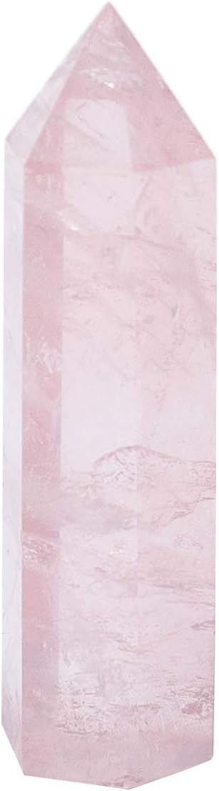 Varitas de cristal curativo  Puntos de cristal de cuarzo rosa de 2 pulgadas, 6 facetas de terapia de meditación de chakras Reiki, 4 unidades, Cristal