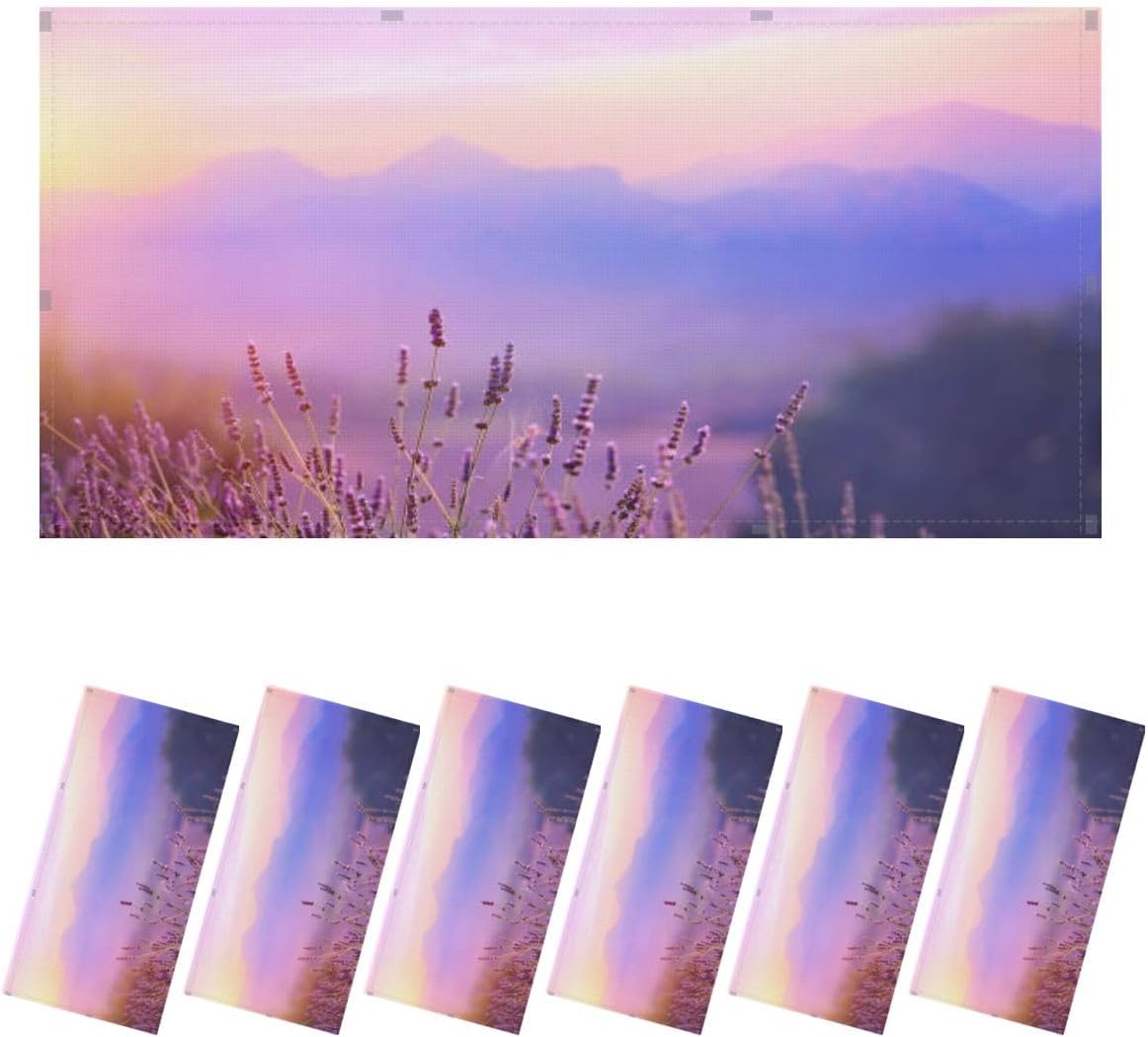 Paquete de 6 cubiertas fluorescentes para luz de techo, flores de lavanda al atardecer, filtros de luz Provenza Francia para aula, oficina, hogar,
