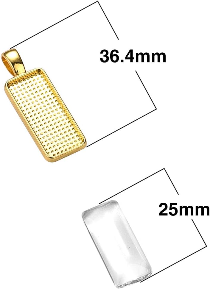 OBSEDE 50 piezas de pegamento en la bandeja colgante rectangular de cristal de cúpula de cristal kits para hacer joyas, collares, aretes, Scrabble,
