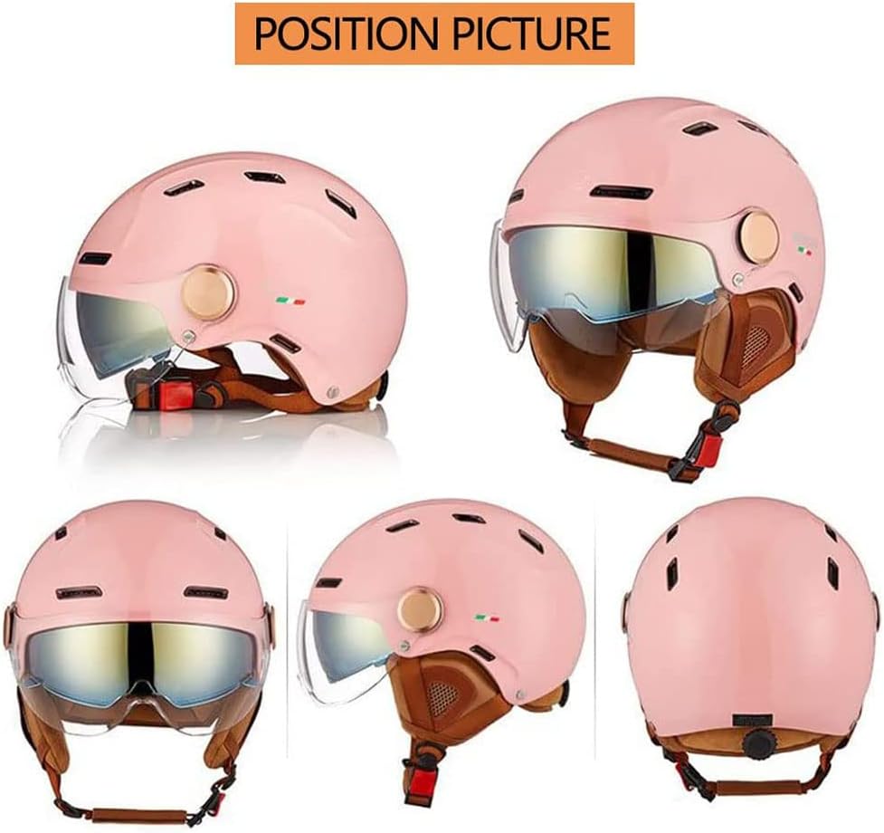 Vespa – Casco abierto retro eléctrico para motocicleta, medio casco con doble visera, certificado por DOT, para hombres y mujeres, ATV Street