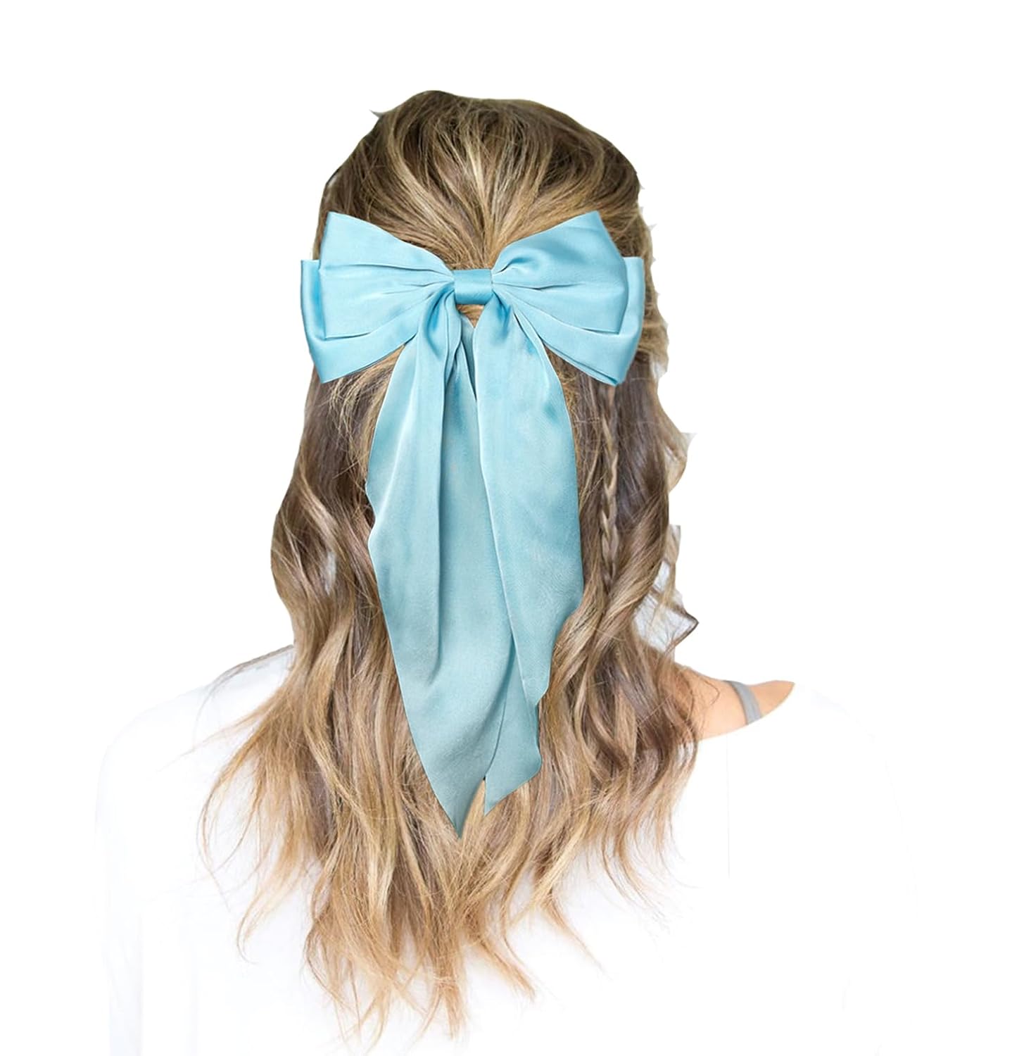 Pinzas para el cabello para mujer, clip de lazo grande para niñas, colas largas de satén con pinzas de cocodrilo, accesorios para el cabello con