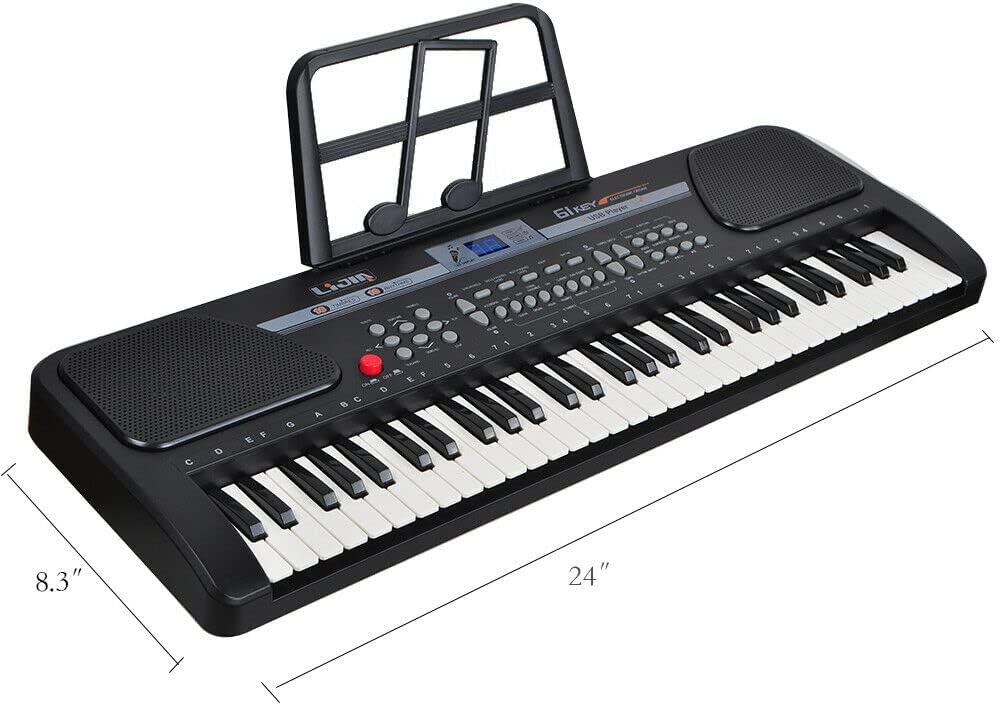 iMeshbean – Piano de teclado eléctrico para niños de 24 pulgadas, piano de 61 teclas, piano electrónico con micrófono, teclado de música, piano para