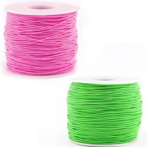 TuNan – 2 cuerdas elásticas de 0.039 pulgadas (0.039 in), 218 yardas, para pulseras, collares, bisutería, abalorios, color verde, rosa TuNan – 2 cuerdas elásticas de 0.039 pulgadas (0.039 in), 218 yardas, para pulseras, collares, bisutería, abalorios, color verde, rosa
