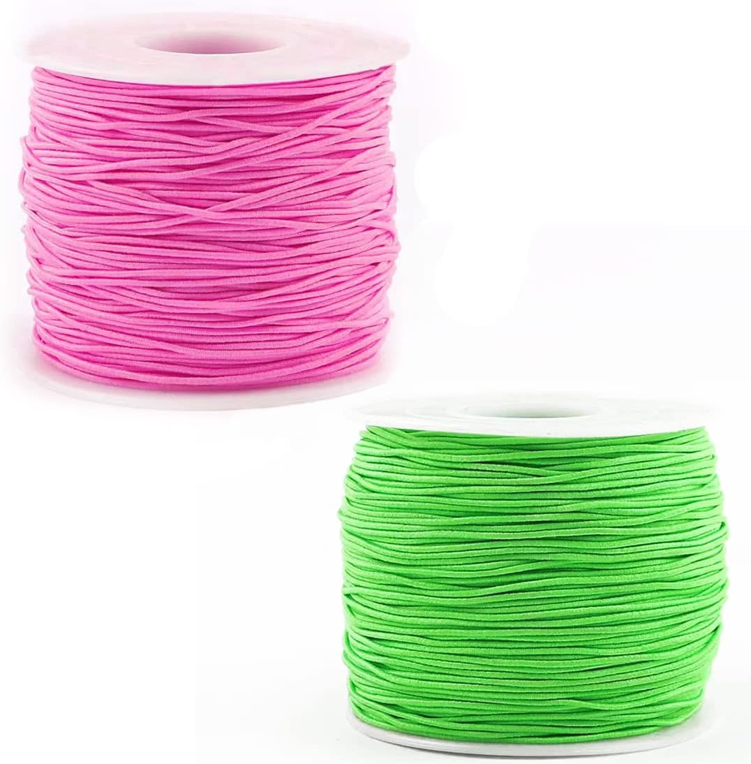 TuNan – 2 cuerdas elásticas de 0.039 pulgadas (0.039 in), 218 yardas, para pulseras, collares, bisutería, abalorios, color verde, rosa