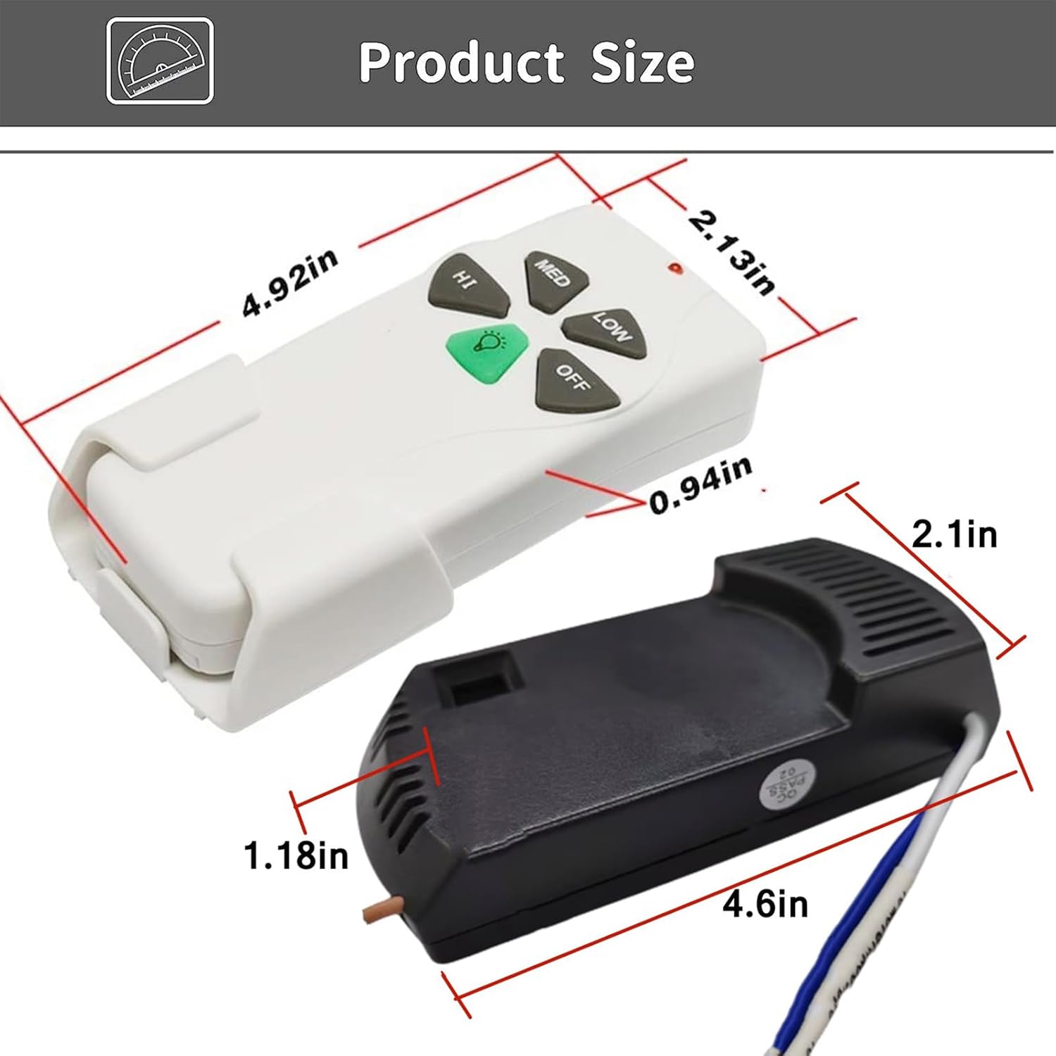 Kit de control remoto universal para ventilador de techo Hampton Bay Hunter Honeywell Allen+Roth Kichler Litex, luz de encendidoapagado y control de