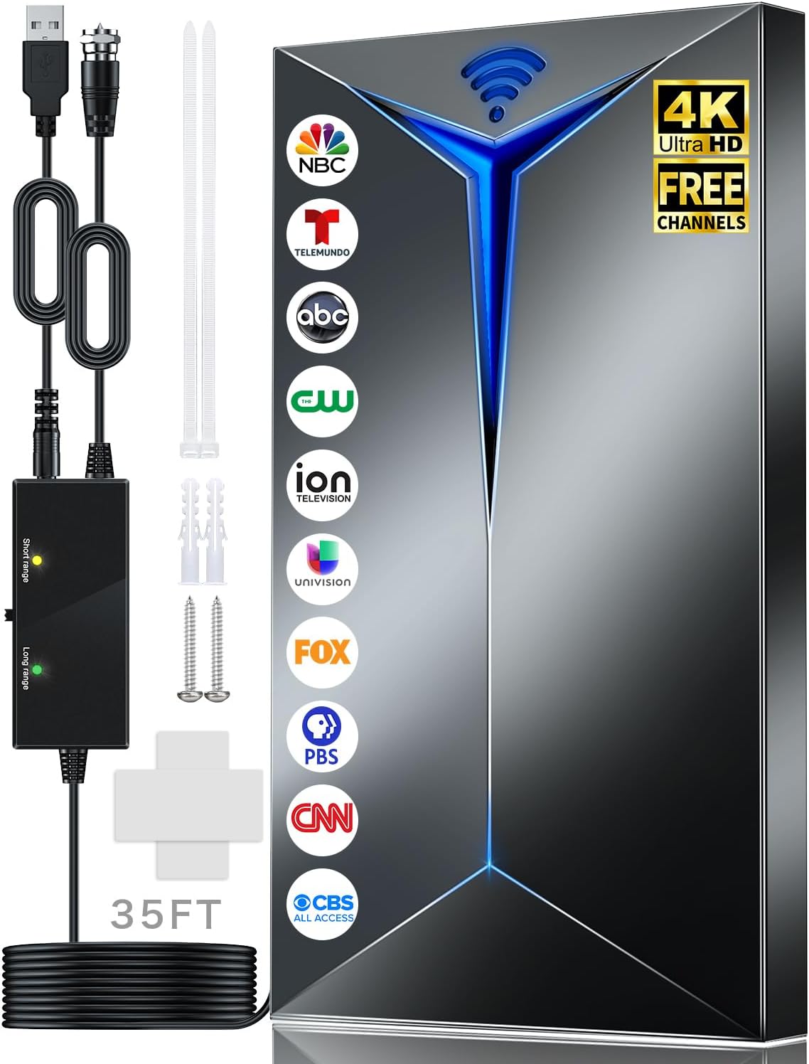 Antena de TV amplificada más de 800 millas para Smart TV interior y exterior, versión 2023, antena digital HD de largo alcance, compatible con 8K 4K