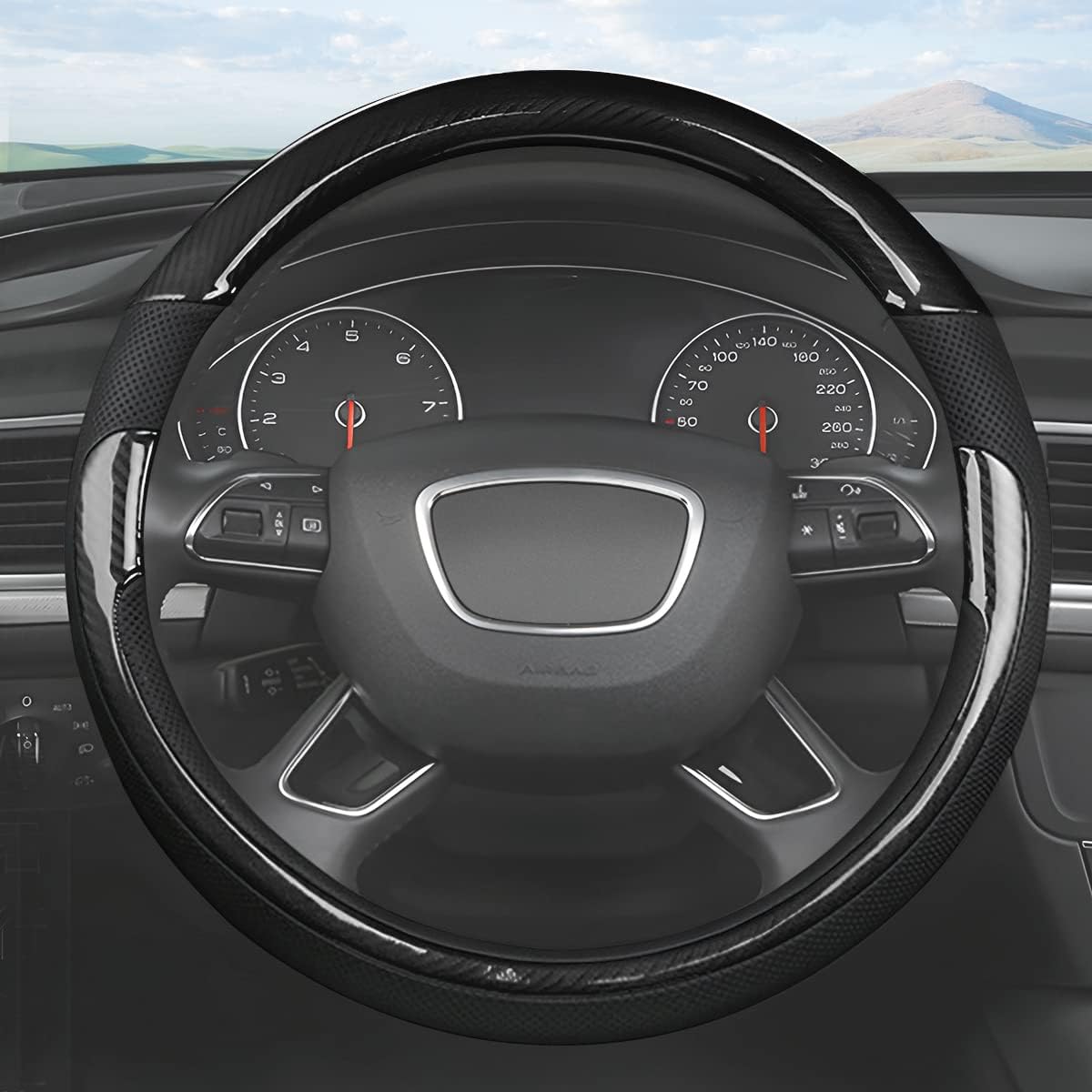 Funda universal para volante de automóvil, de piel de microfibra de 15 pulgadas, antideslizante, transpirable, sin olor, protector de volante de