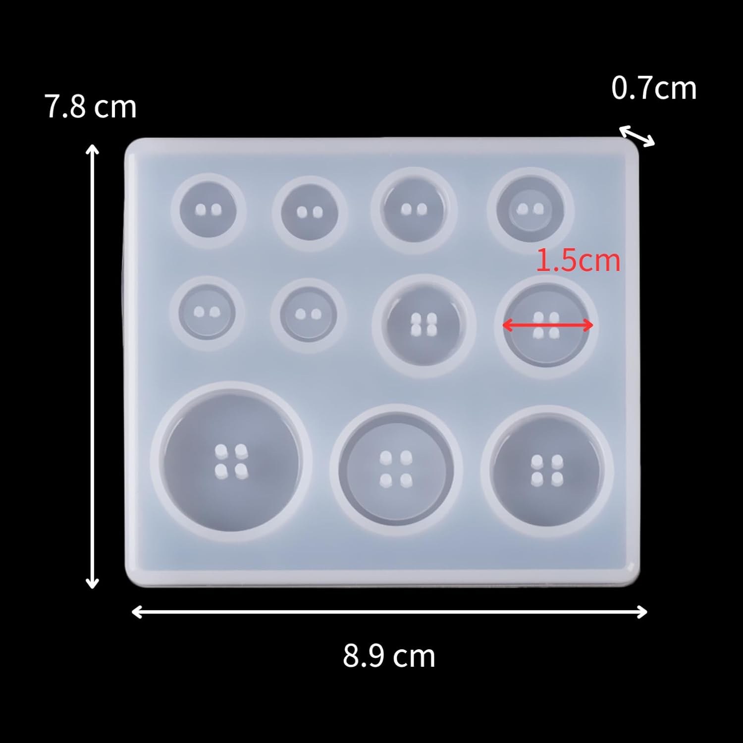 Beyonday 3 moldes de fundición de resina de silicona con forma de botón, molde de epoxi hecho a mano, llavero de joyería, proyectos de manualidades