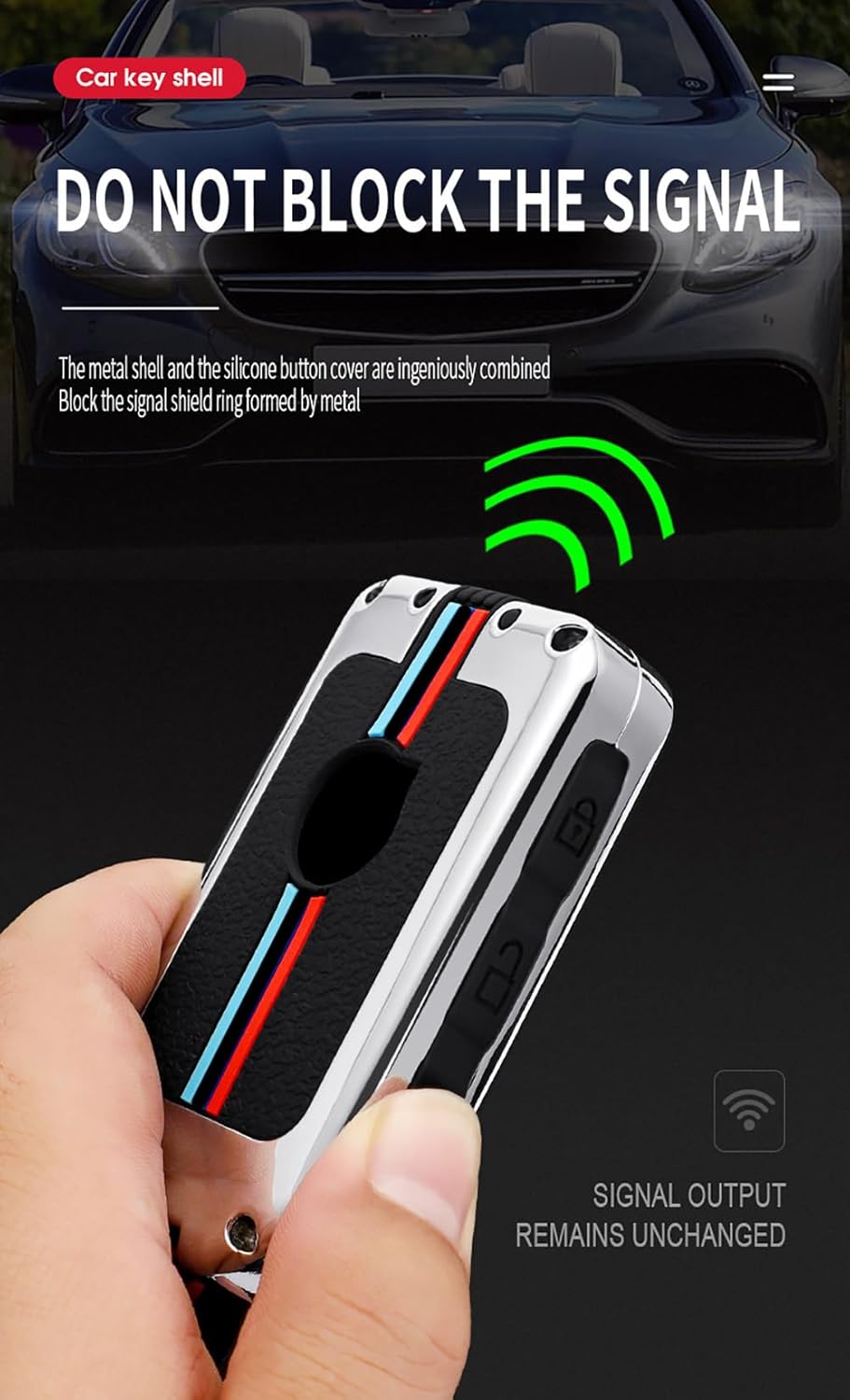 ontto Funda de metal para llavero Volvo Smart Remote sin llave, protector de llave de coche, anticaída, antiarañazos para XC90 XC60 XC40 S60 S90 V60