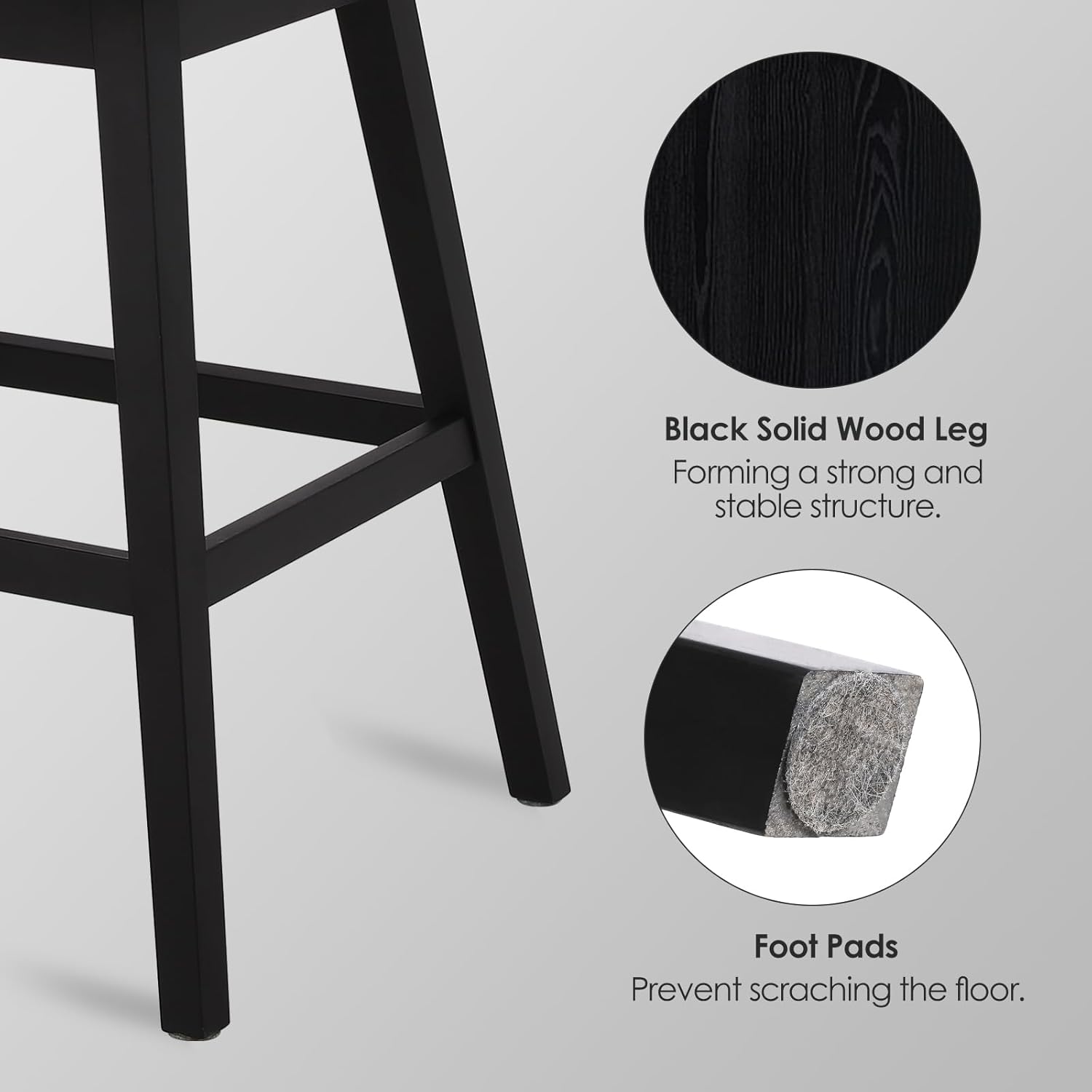 Juego de 2 taburetes de bar giratorios de altura de mostrador, 360 pulgadas de alto, sillas de comedor de tela de lino con patas de madera maciza,