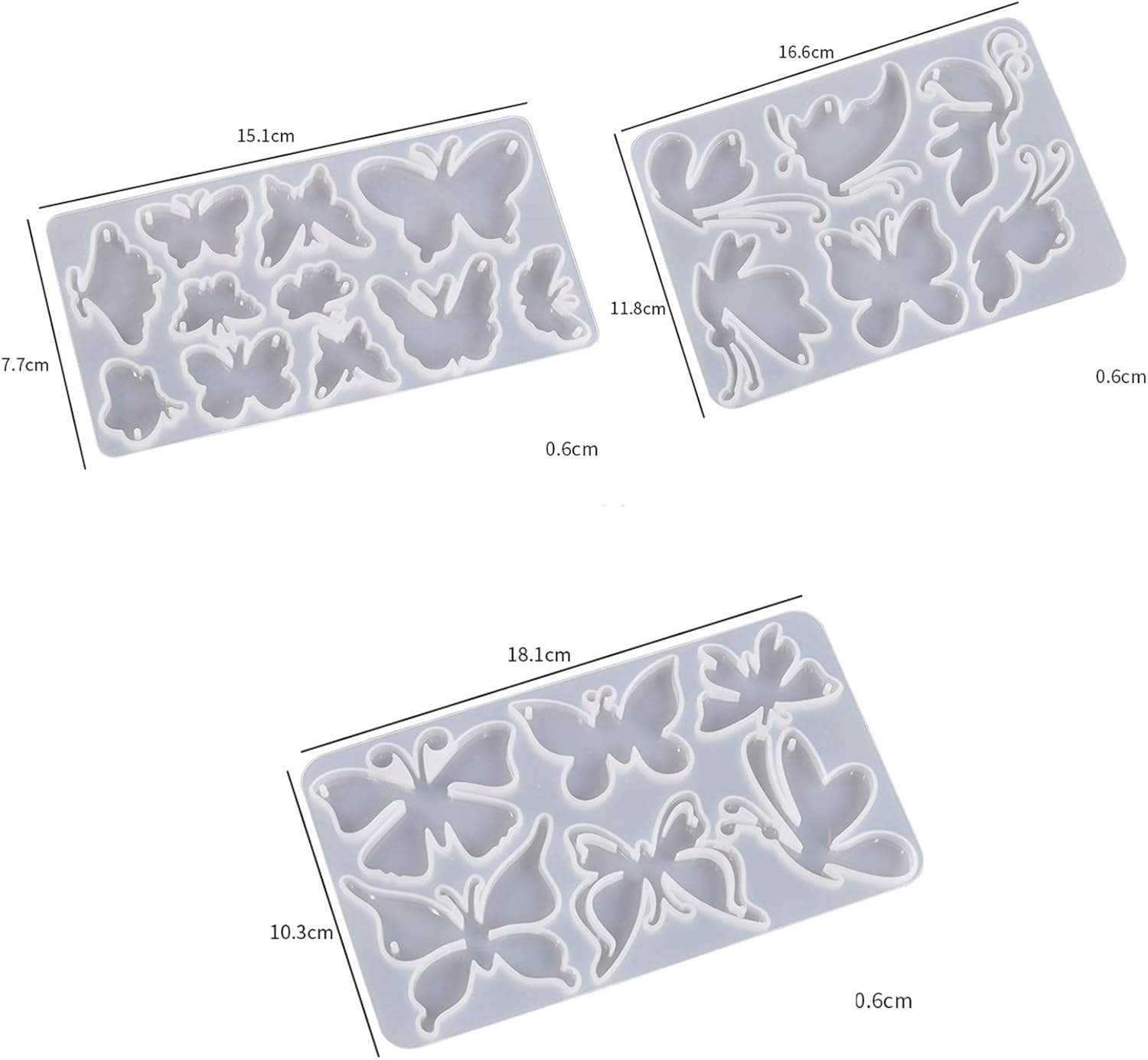 3 moldes de silicona de resina de mariposa, herramientas de fabricación de joyas, moldes de fundición para manualidades, broche, horquilla, llavero,