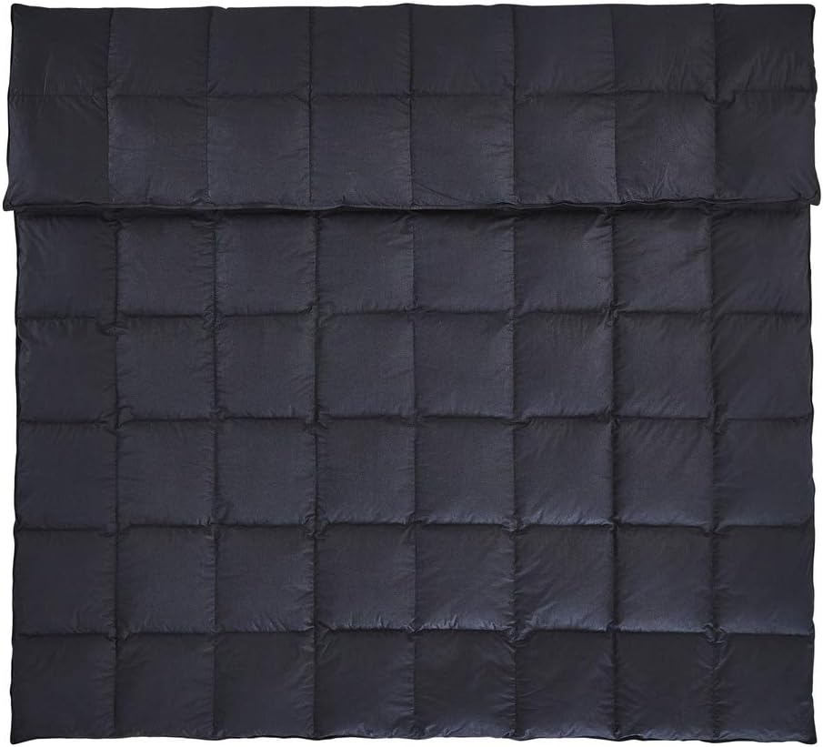 Lujoso edredón de plumón de ganso para todas las estaciones, tamaño Queen, color negro clásico, caja deflectora de alta calidad, 1200 hilos, funda