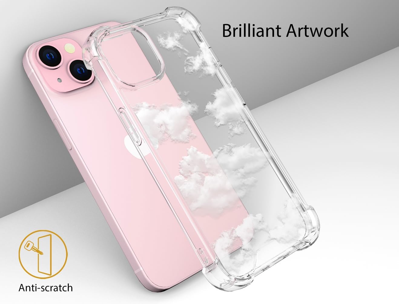 Funda compatible con iPhone 15 Plus, linda nube transparente para mujeres, diseño femenino, bonita funda de silicona transparente para teléfono,