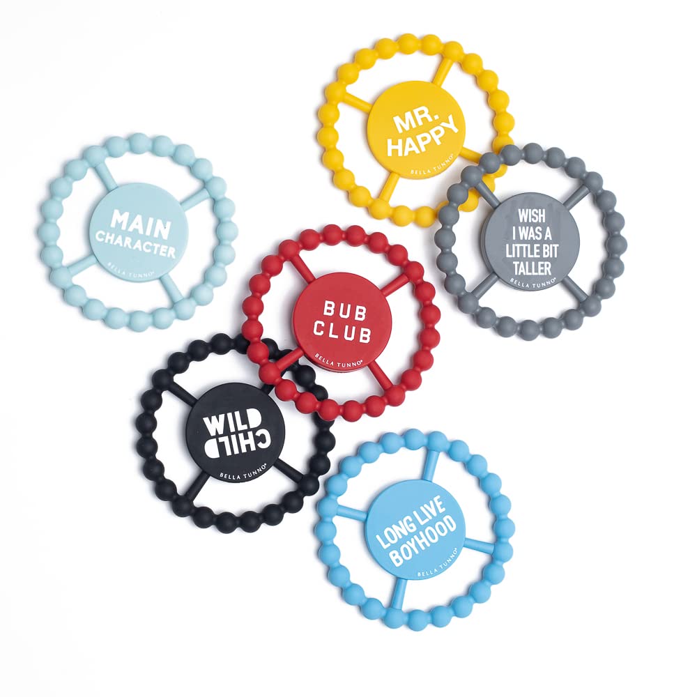 Bella Tunno Happy Teether – Juguete de mordedor suave y de fácil agarre para bebé, anillo de mordedor de silicona para ayudar a calmar las encías,