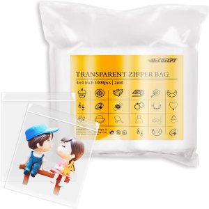 1000 bolsas reutilizables de plástico transparente con cremallera, tamaño de 4 x 4 pulgadas, 2 mil de grosor, fuertes y duraderas, con cierre 1000 bolsas reutilizables de plástico transparente con cremallera, tamaño de 4 x 4 pulgadas, 2 mil de grosor, fuertes y duraderas, con cierre
