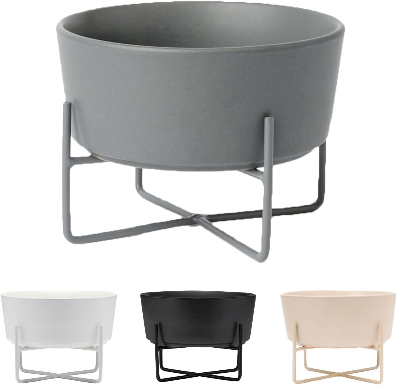Waggo Simple – Soporte sólido para cuenco y cuenco para perros, soporte individual de hierro con comedero de cerámica individual o cuenco de agua,