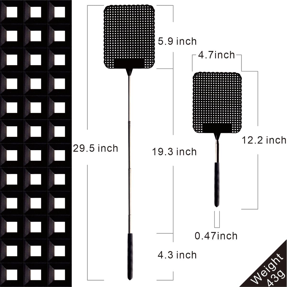 Matamoscas telescópico – Matamoscas HUEIYING para interiores. Matamoscas resistente – Matamoscas manual para el hogar, matamoscas para interiores y