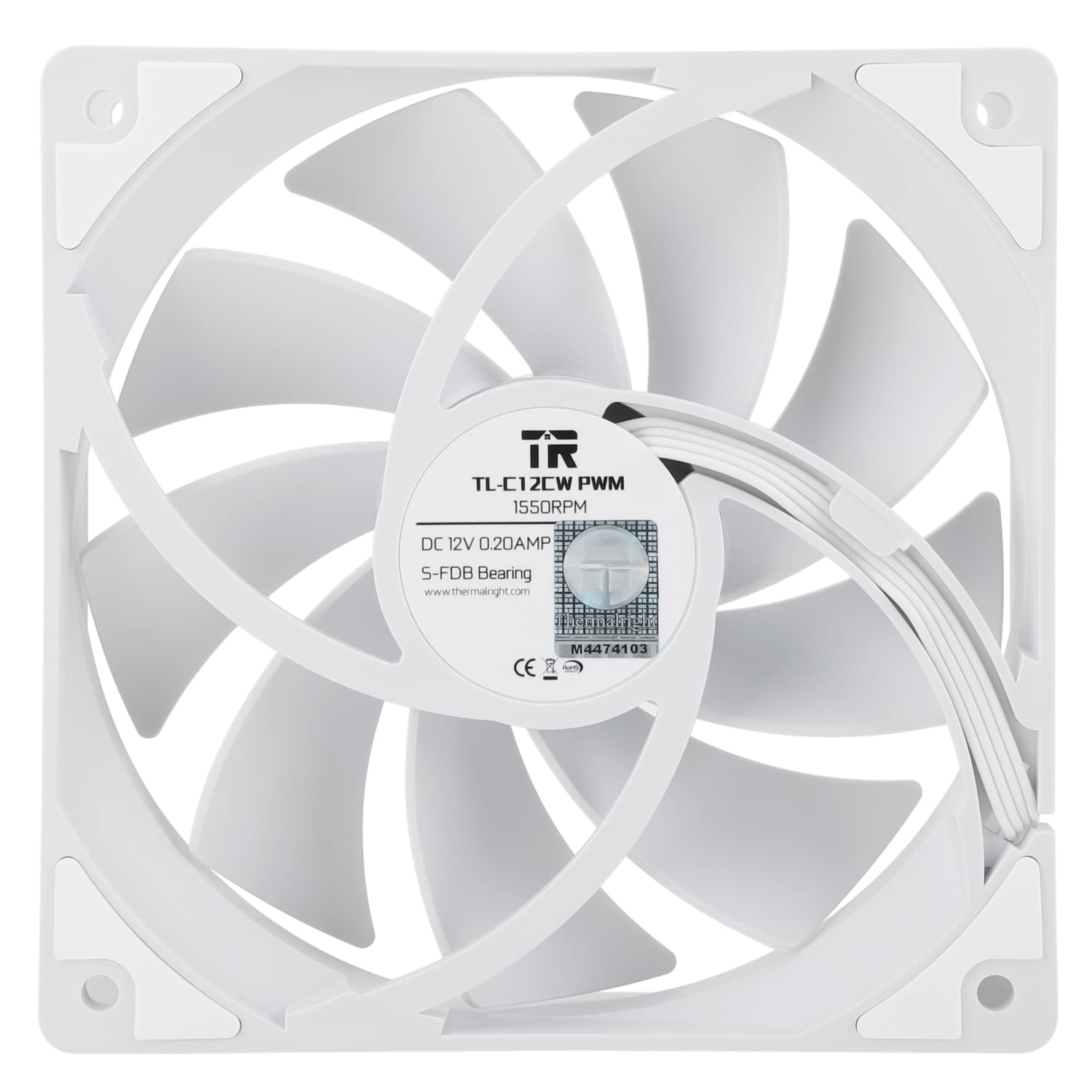 Thermalright Ventilador de CPU TL-C12CW de 4.724 in, ventilador silencioso PWM de 4 pines con rodamiento S-FDB incluido, ventilador de enfriamiento
