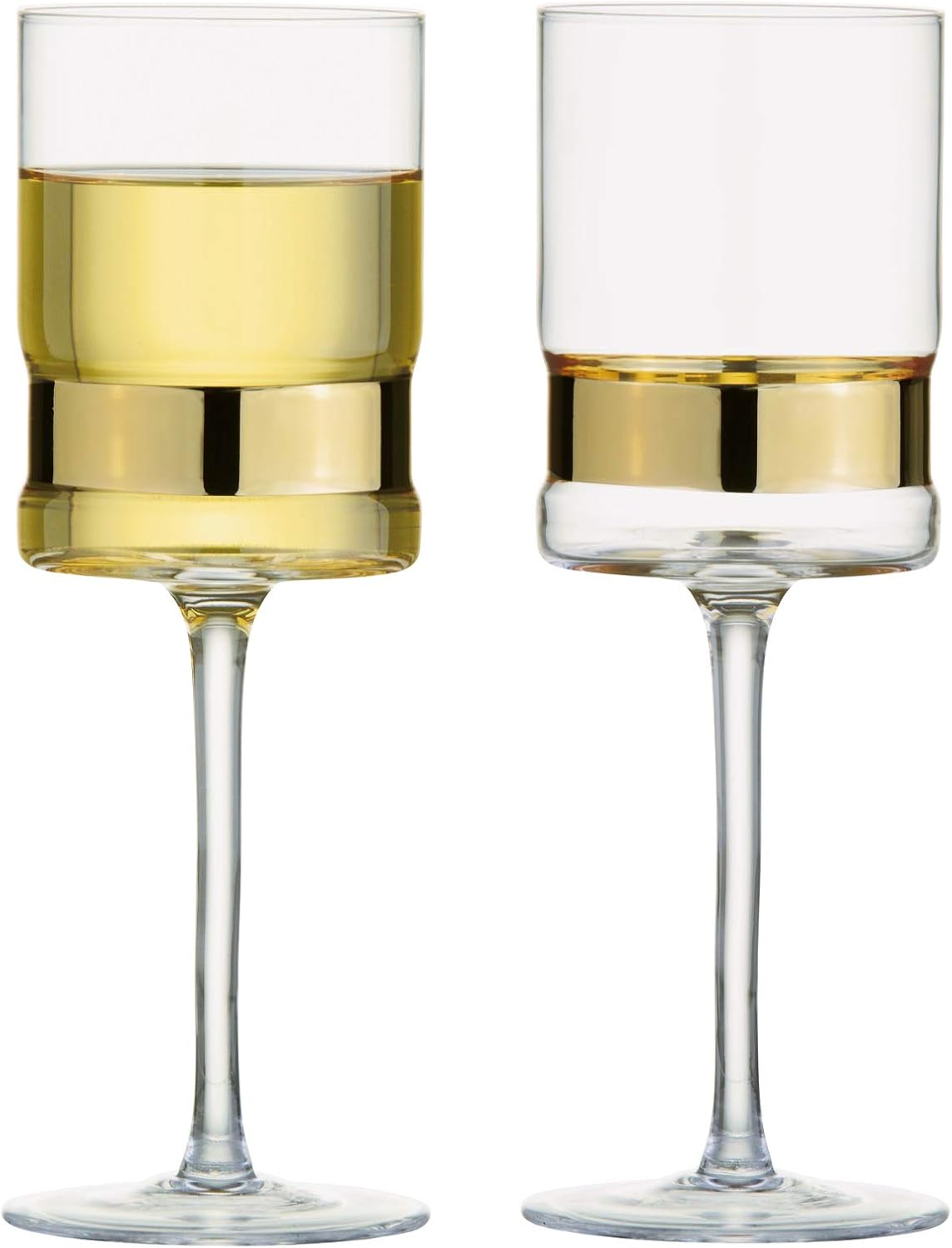 Anton Studio Designs – Juego de 2 copas de vino SoHo – Diseño de borde y galvanizado dorado – Vasos de 11.8 fl oz para un juego de regalo de vino,