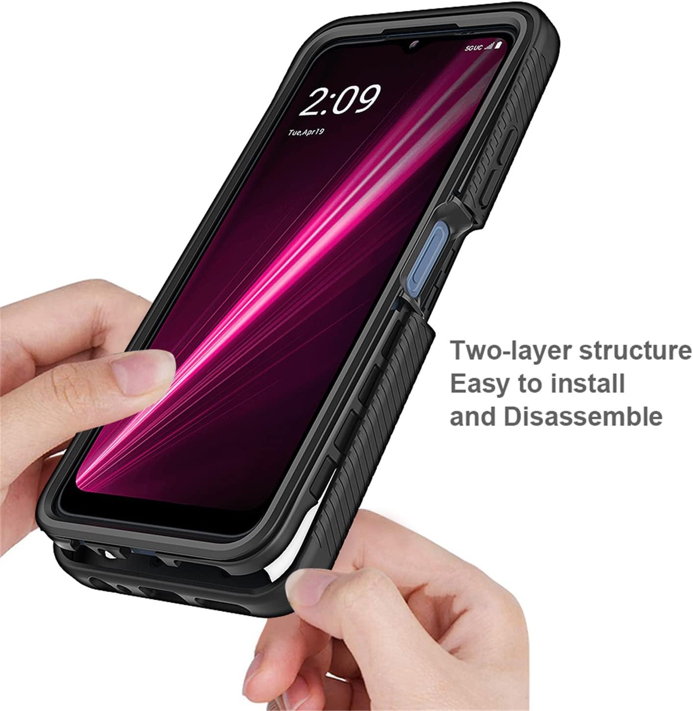 Funda para teléfono T-Mobile Revvl 6X, T-Mobile Revvl 6X 5G, protección de cuerpo completo 360, funda protectora transparente resistente a prueba de