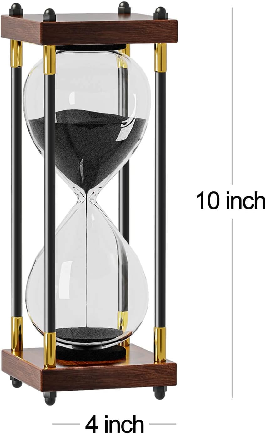Reloj de arena con temporizador de arena de 60 minutos reloj de arena de madera decorativo grande de 10 pulgadas, reloj de arena para decoración,