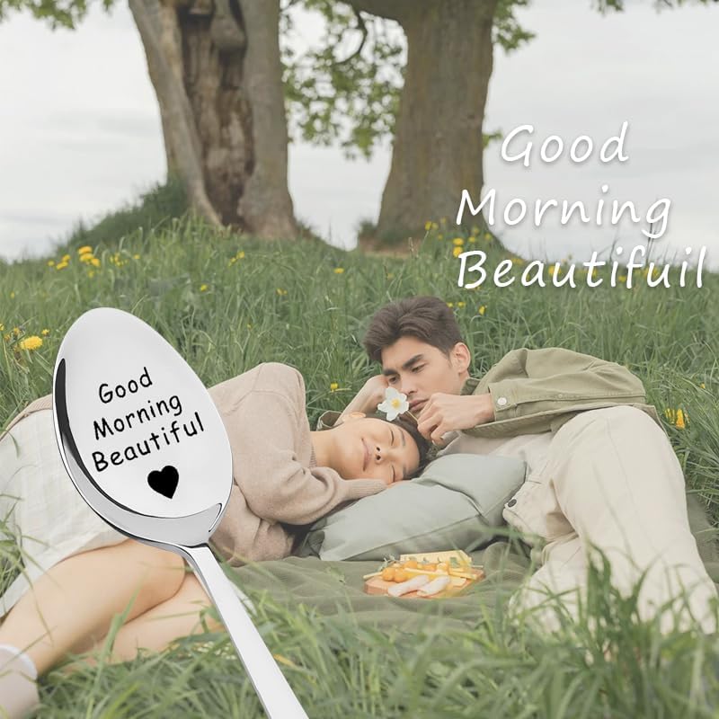 Regalos de cumpleaños de aniversario para esposa, novia, buenos días, hermosa cuchara de té, regalos para mujeres, hija, hermana, regalo de Navidad