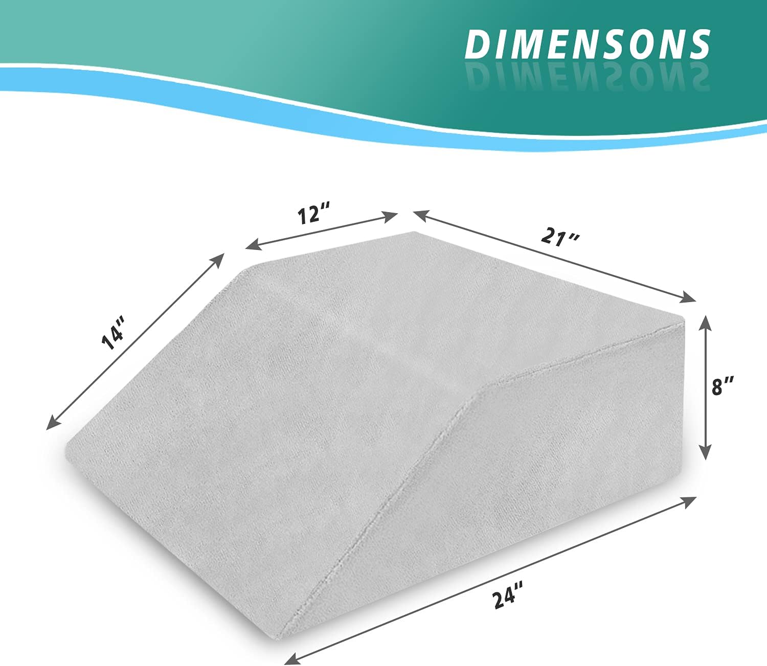 Almohada de elevación de piernas con parte superior de espuma viscoelástica de gel refrescante, reposa piernas poscirugía, almohada de espuma de