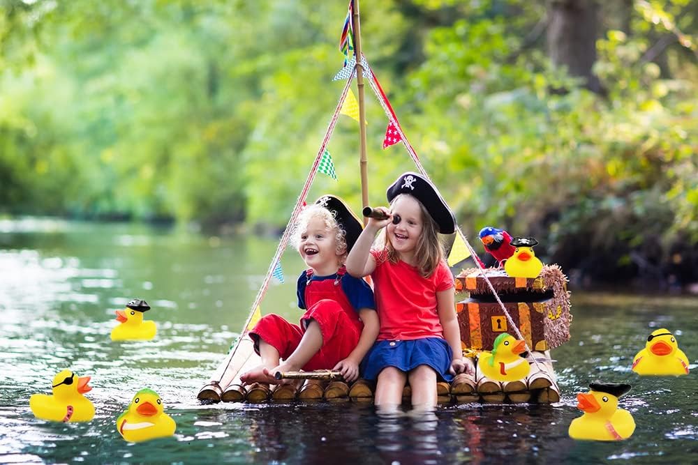 Patos de juguete de pato de goma pirata de San Patricio para niños, proyectos de cumpleaños de baño, regalos para baby showers, aula, verano, playa