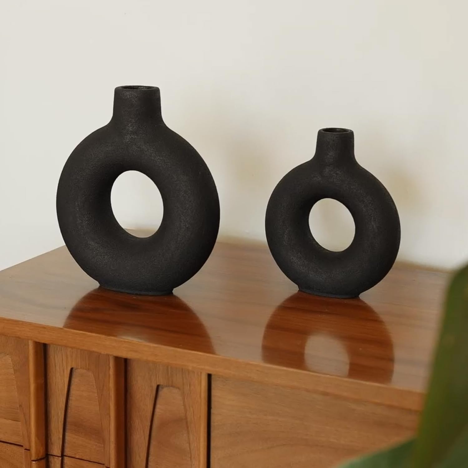 Oona – Jarrón decorativo moderno para anillos, grande, negro