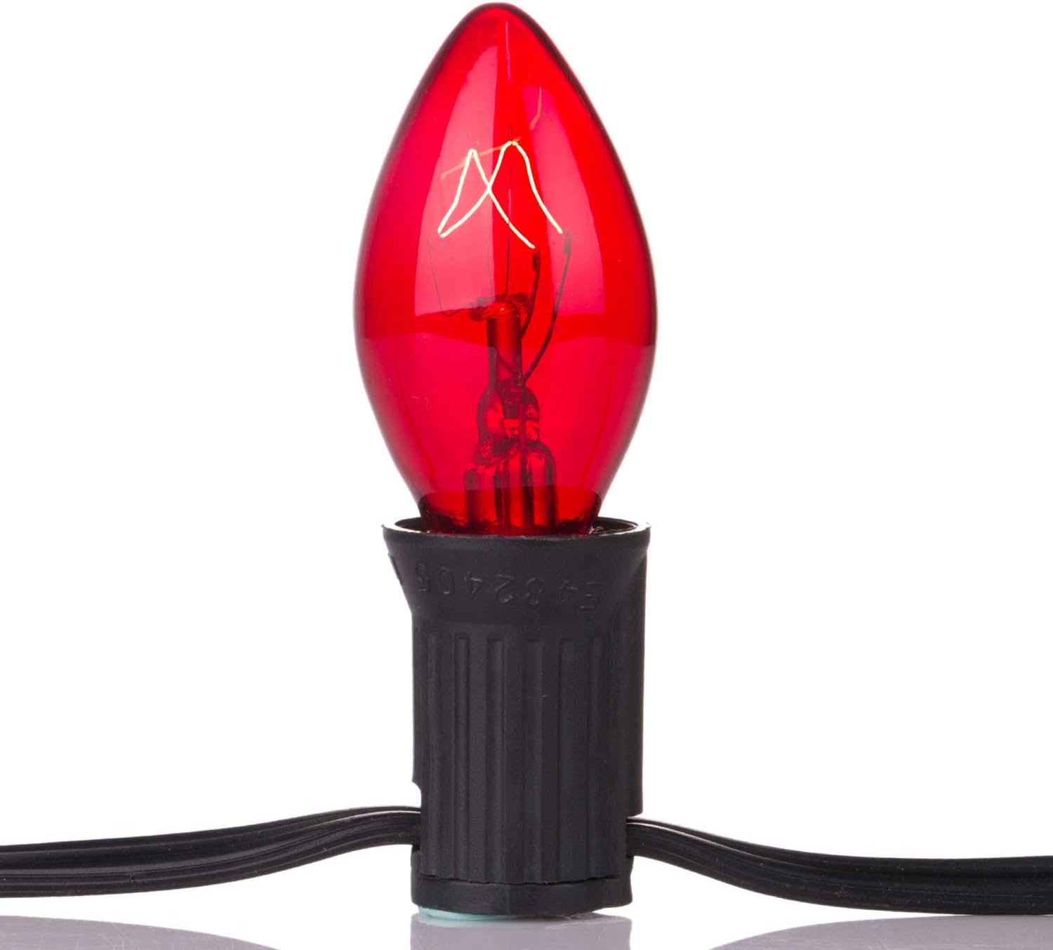 Paquete de 25 bombillas de repuesto C7 de Navidad, bombillas transparentes para tiras de luces de Navidad C7, candelabros E12, bombillas de Navidad