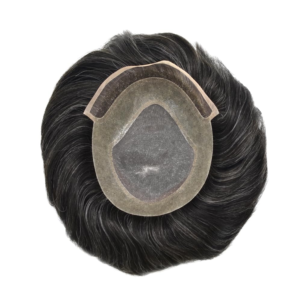 Toupee para hombres, pieza de cabello humano real, sistema de reemplazo de cabello para hombre, nudo blanqueado, línea capilar duradera, para