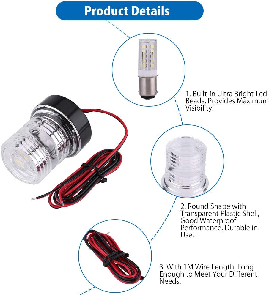 Lámpara LED de navegación para yates, luz de anclaje marina resistente, práctica IP65, impermeable, ultra brillante para barcos