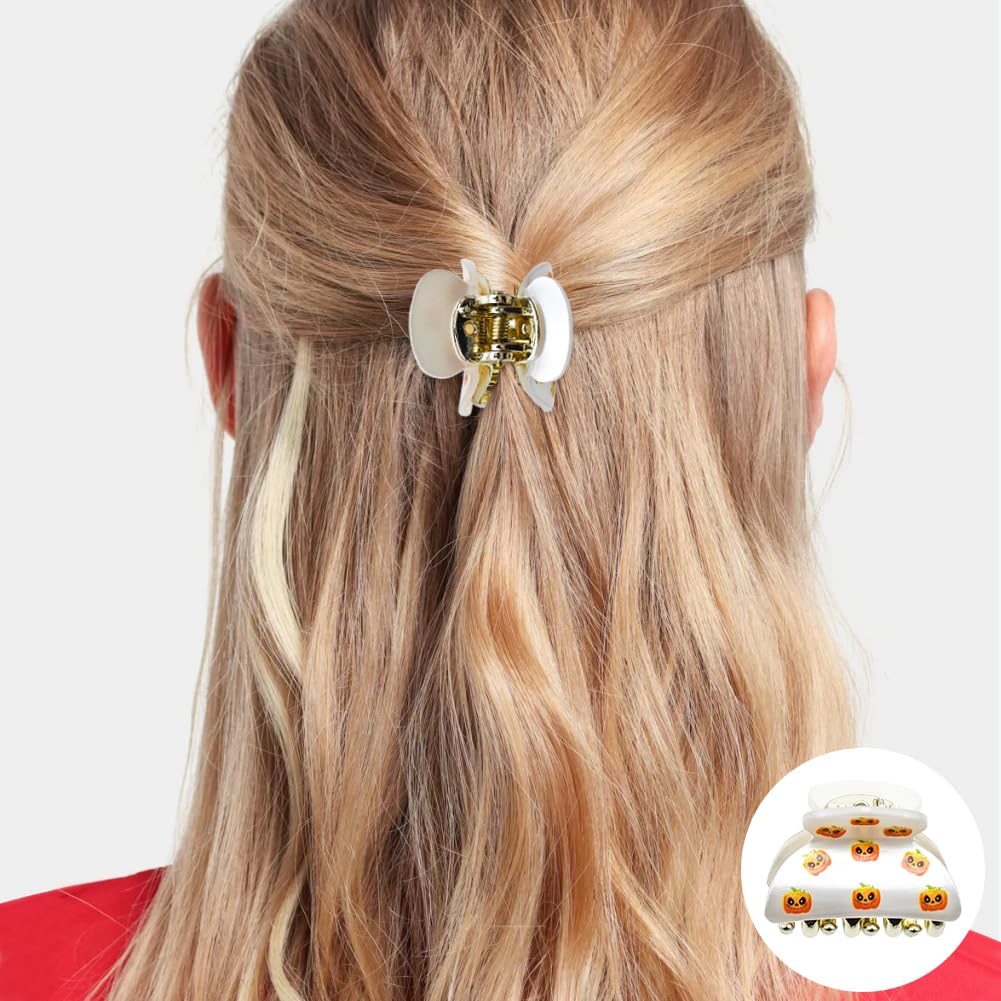 Paquete de 6 pinzas para el cabello de Halloween, lindas pinzas para el cabello pequeñas, clip con calabazas, murciélagos, fantasmas y esqueletos