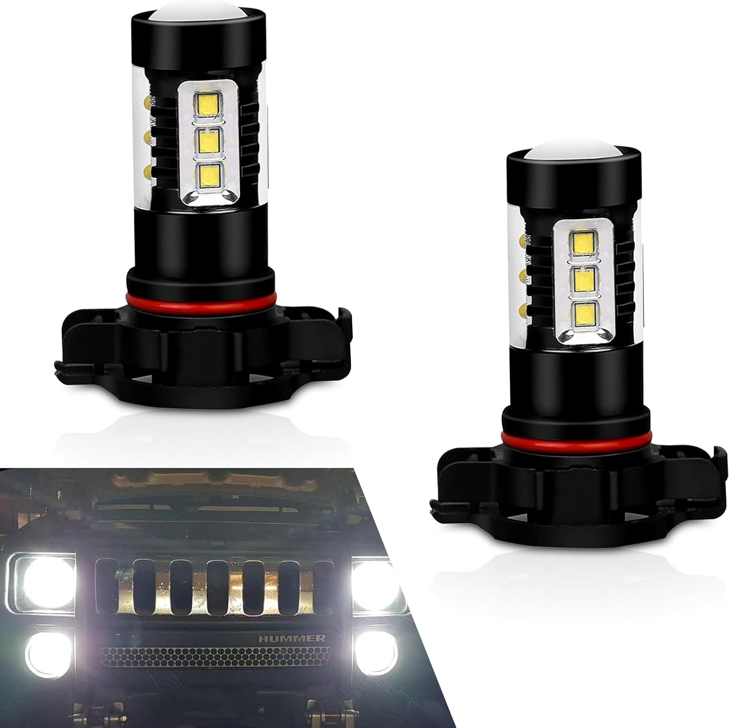 Pack-2 – Luz antiniebla LED H16 de 80 W, bombilla de arranque instantáneo impermeable antivaho de alta potencia, 60,000 horas de repuesto de