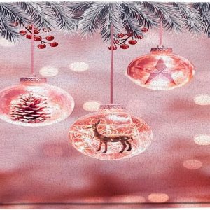 Sunhe Tapete de baño de Navidad para invierno, bola de Navidad, ciervo, alce, gris, pino, rama, baya, estrella, vacaciones de invierno, ensueño, Sunhe Tapete de baño de Navidad para invierno, bola de Navidad, ciervo, alce, gris, pino, rama, baya, estrella, vacaciones de invierno, ensueño,