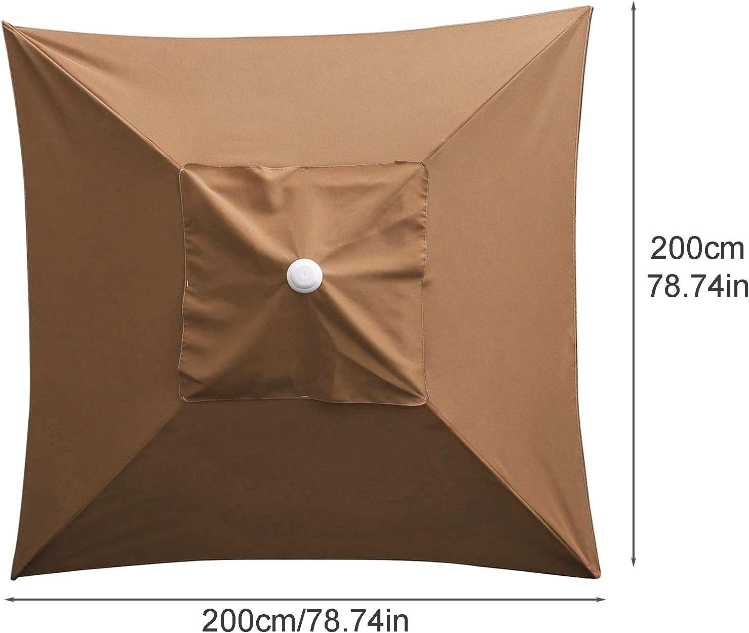 Toldo de repuesto para sombrilla de 6.5 x 6.5 pies, 4 varillas de repuesto, sombrilla para mesa de mercado, toldo cuadrado superior de repuesto,