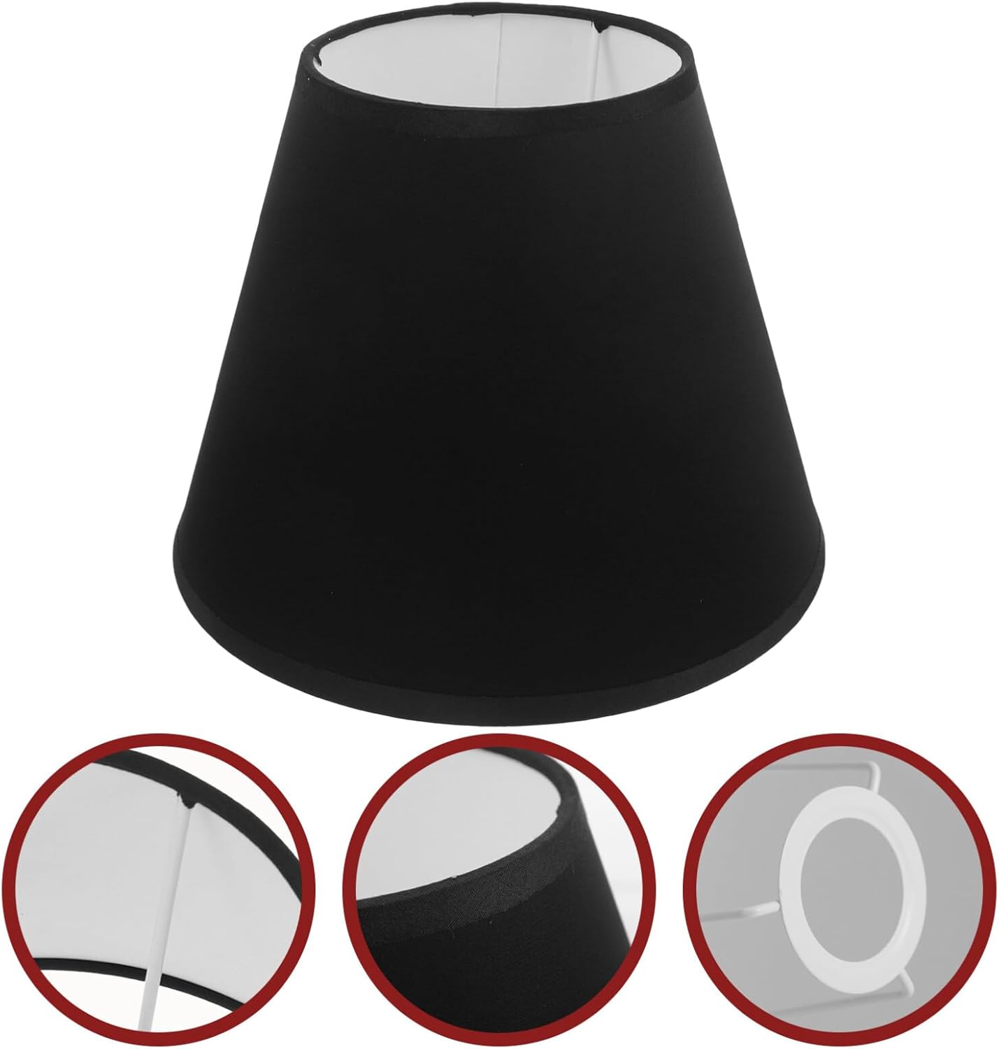 Beaupretty Pantalla de tela de barril Pantalla de tela Cubierta de lámpara decorativa de reemplazo para lámpara de mesa Lámpara de pie E27E14 Negro