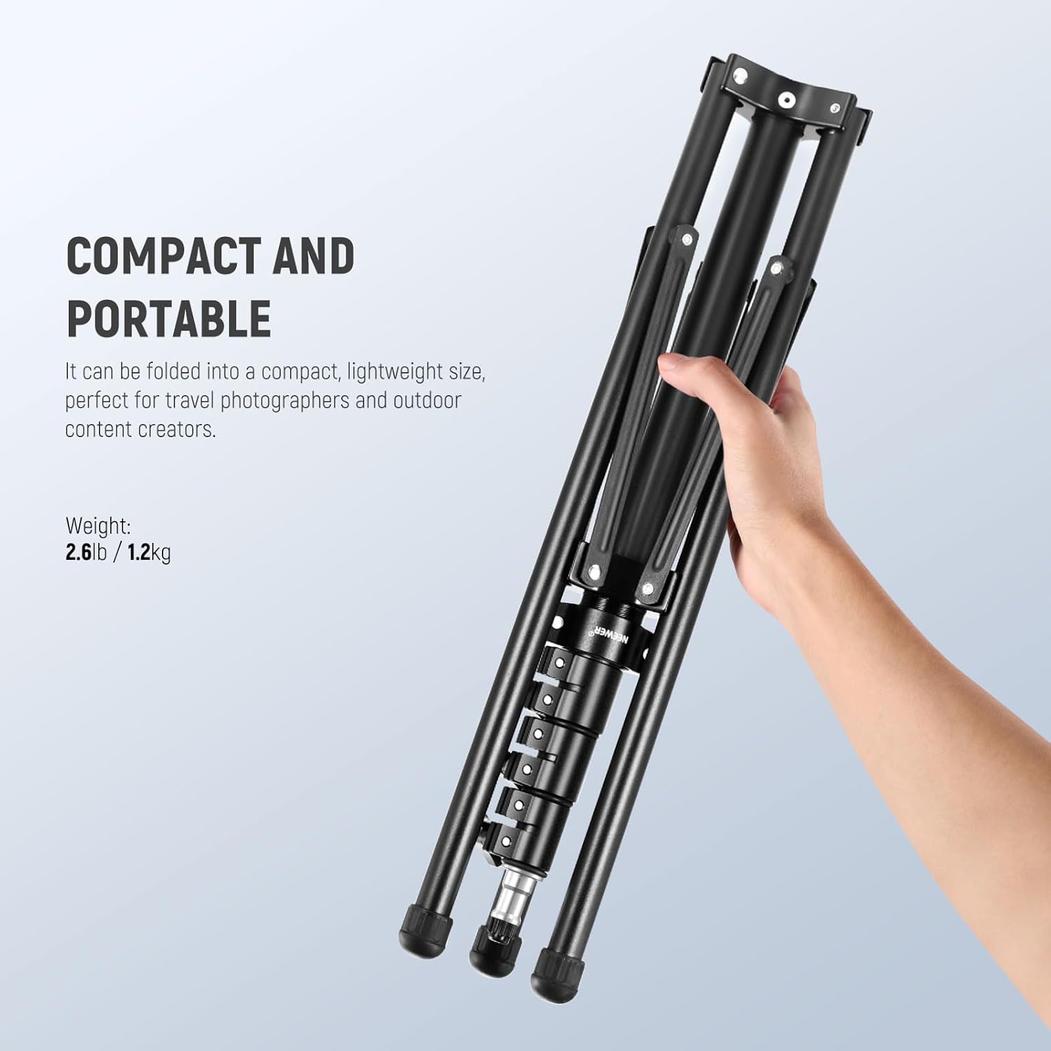 NEEWER ST70R – Soporte de luz de metal con patas reversibles de 180, soporte de trípode de viaje plegable de 70 pulgadas para luces de anillo, luces