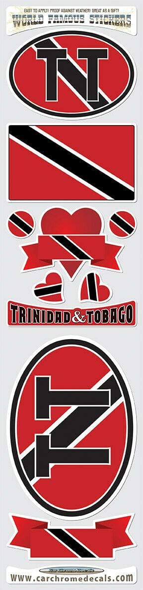 Trinidad y Tobago – Juego de 10 pegatinas de bandera para coche, bicicleta, portátil